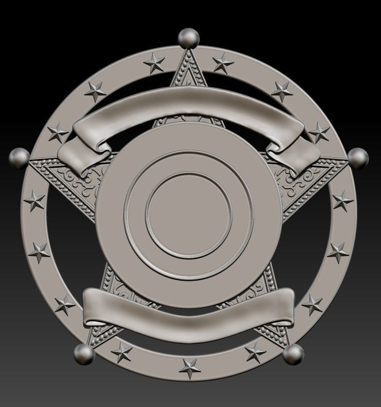 badge metal sheriff 3D print model_12