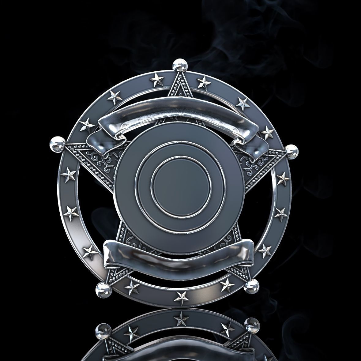 badge metal sheriff 3D print model_2