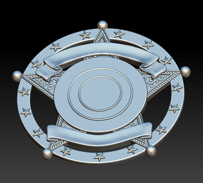 badge metal sheriff 3D print model_5