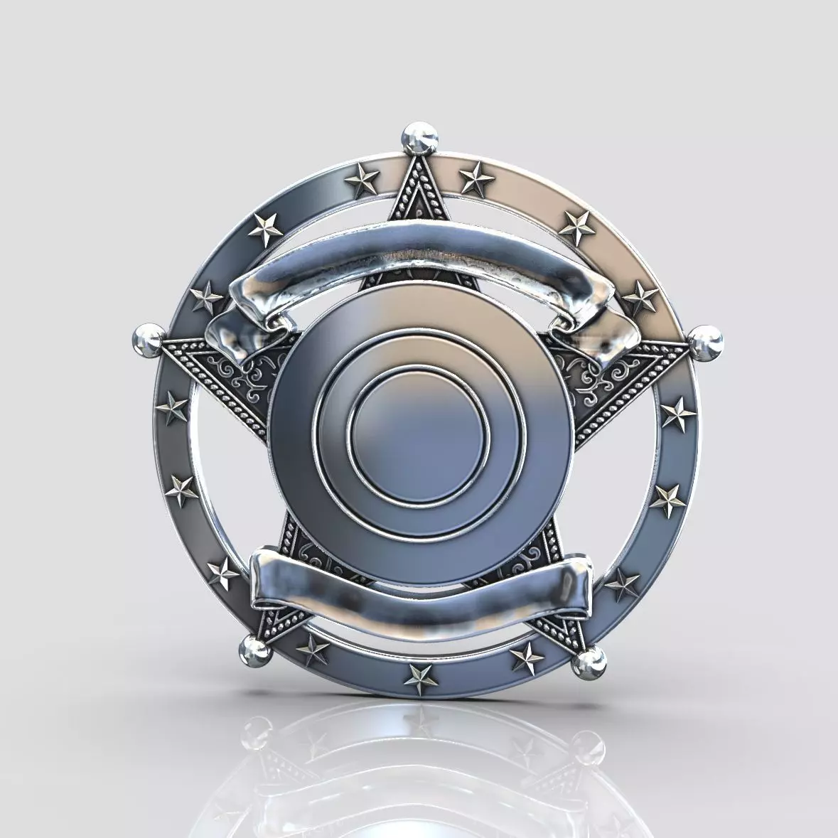 badge metal sheriff 3D print model_0