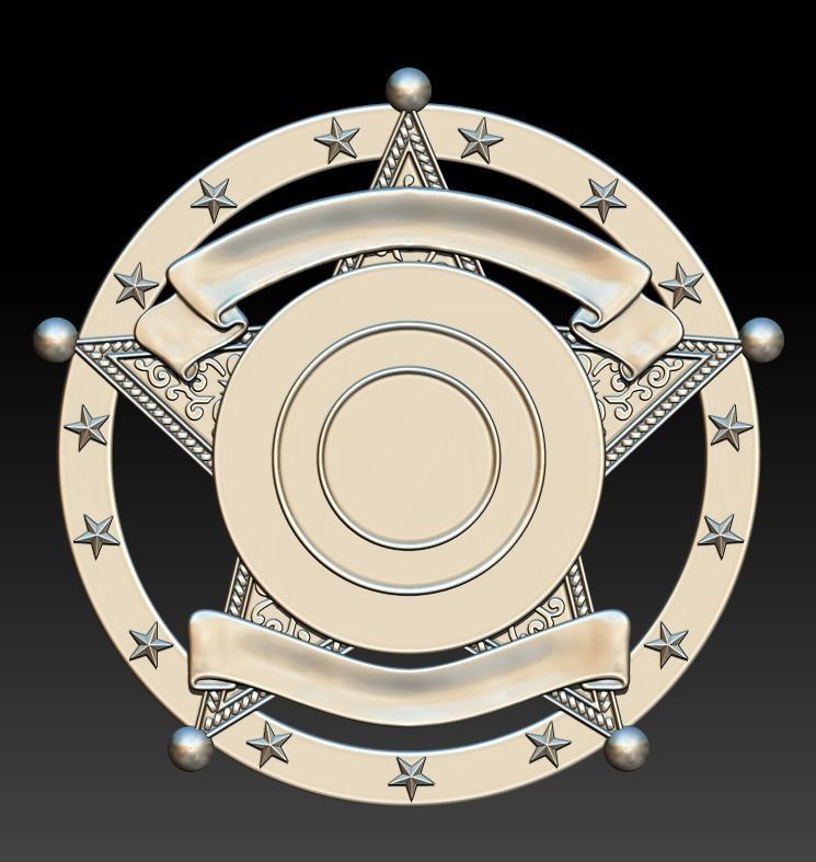 badge metal sheriff 3D print model_4