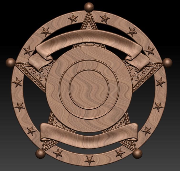 badge metal sheriff 3D print model_11