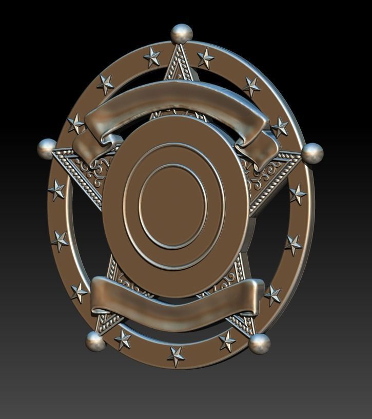 badge metal sheriff 3D print model_8
