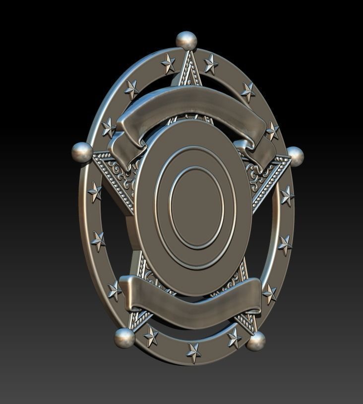 badge metal sheriff 3D print model_7