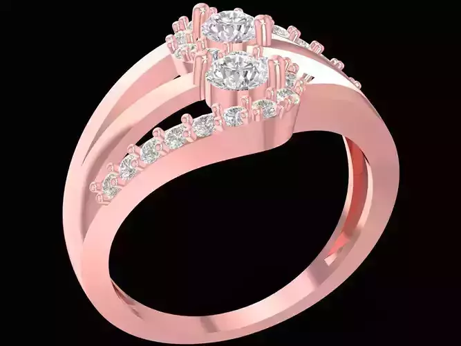 simple diamond ring  gold and rose gold 2598