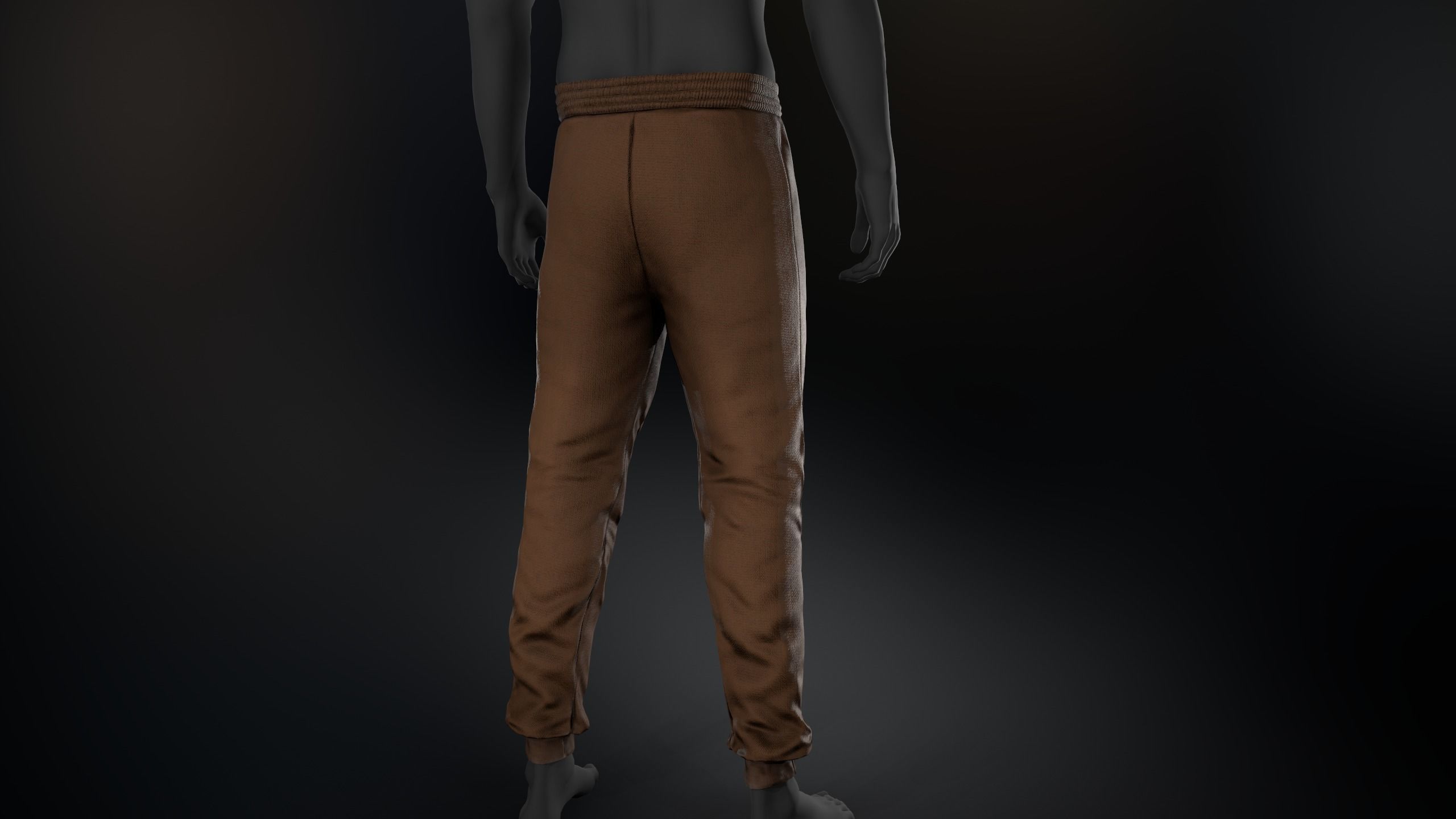 Brown Stonewashed Jogger Pants Low-poly 3D model_3