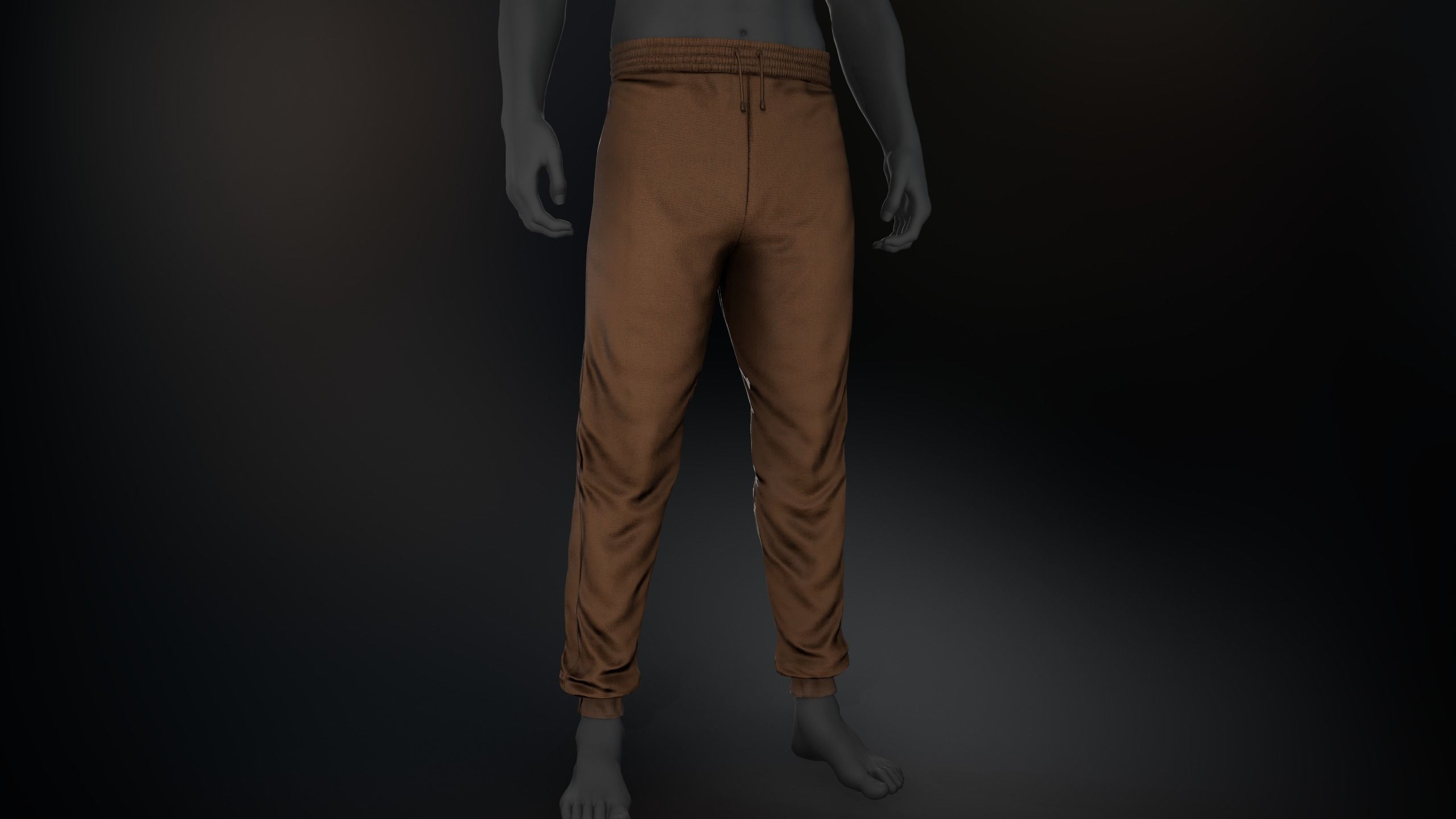 Brown Stonewashed Jogger Pants Low-poly 3D model_1