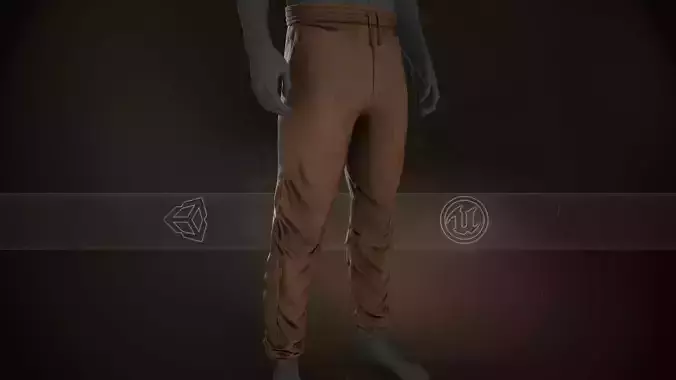 Brown Stonewashed Jogger Pants Low-poly 3D model