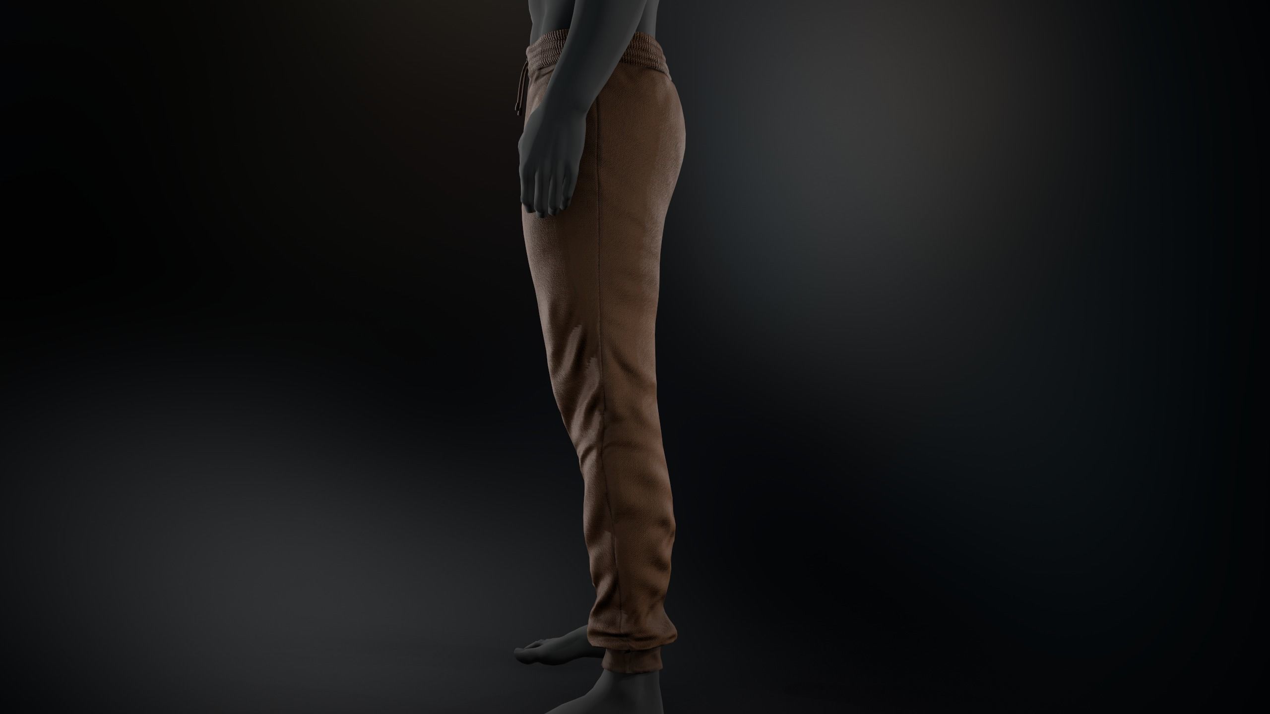 Brown Stonewashed Jogger Pants Low-poly 3D model_4