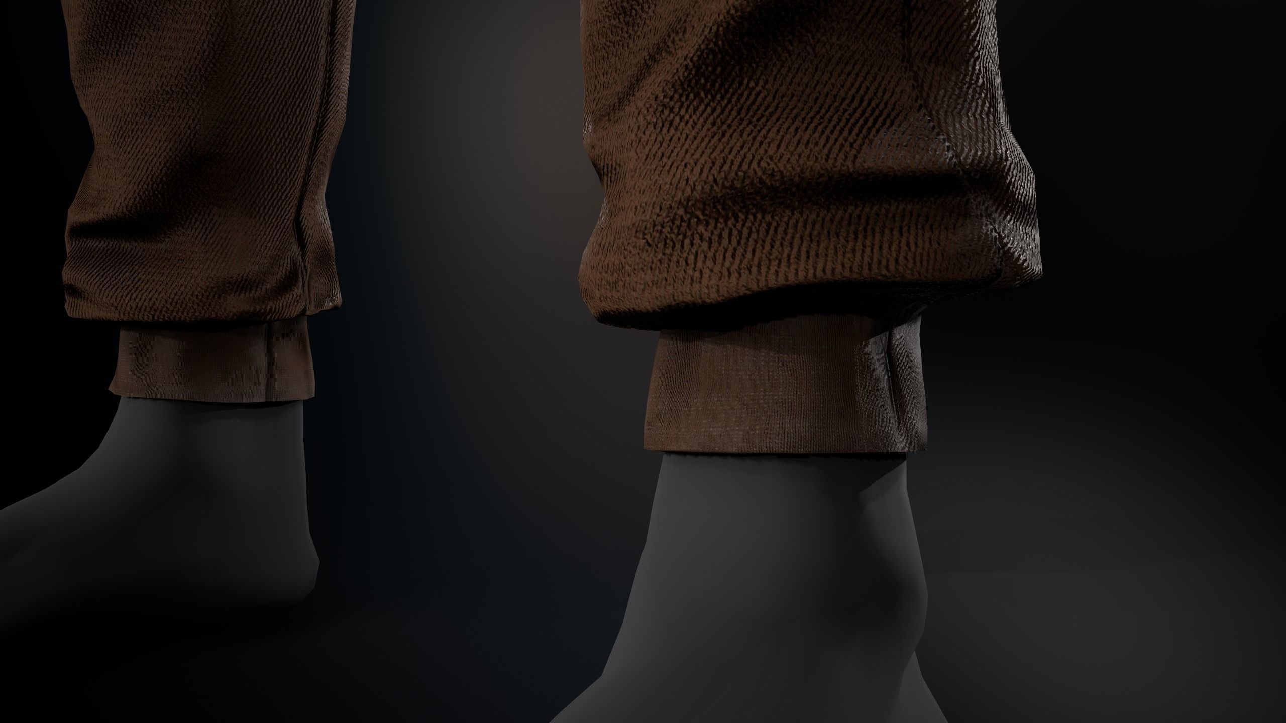 Brown Stonewashed Jogger Pants Low-poly 3D model_6