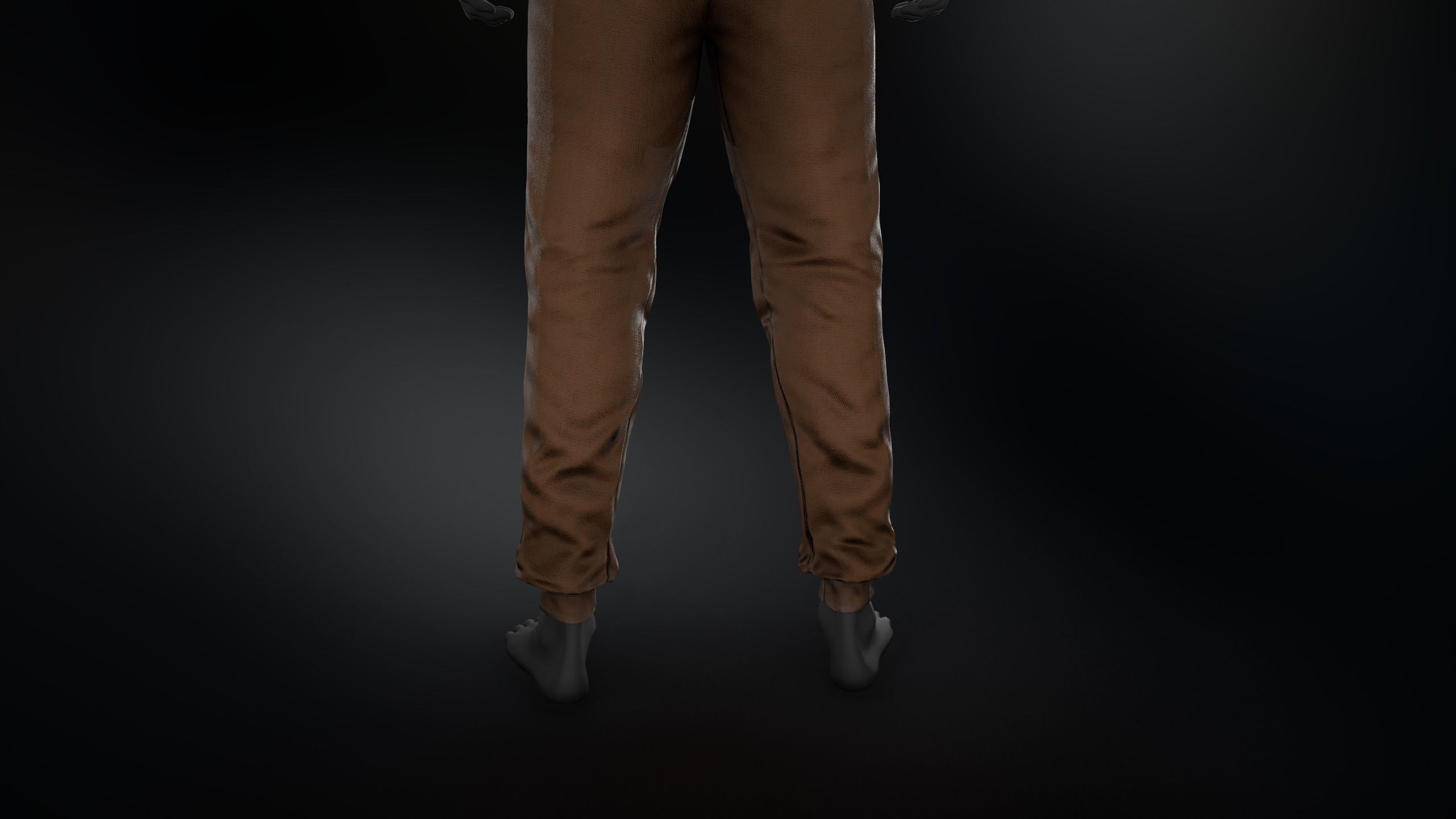 Brown Stonewashed Jogger Pants Low-poly 3D model_5