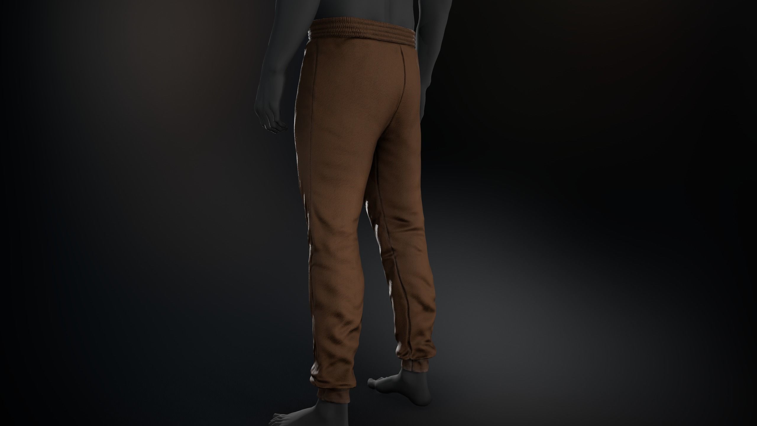 Brown Stonewashed Jogger Pants Low-poly 3D model_12