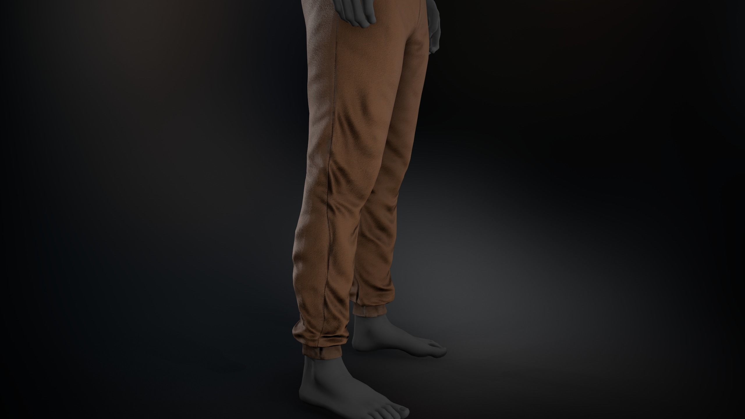 Brown Stonewashed Jogger Pants Low-poly 3D model_8