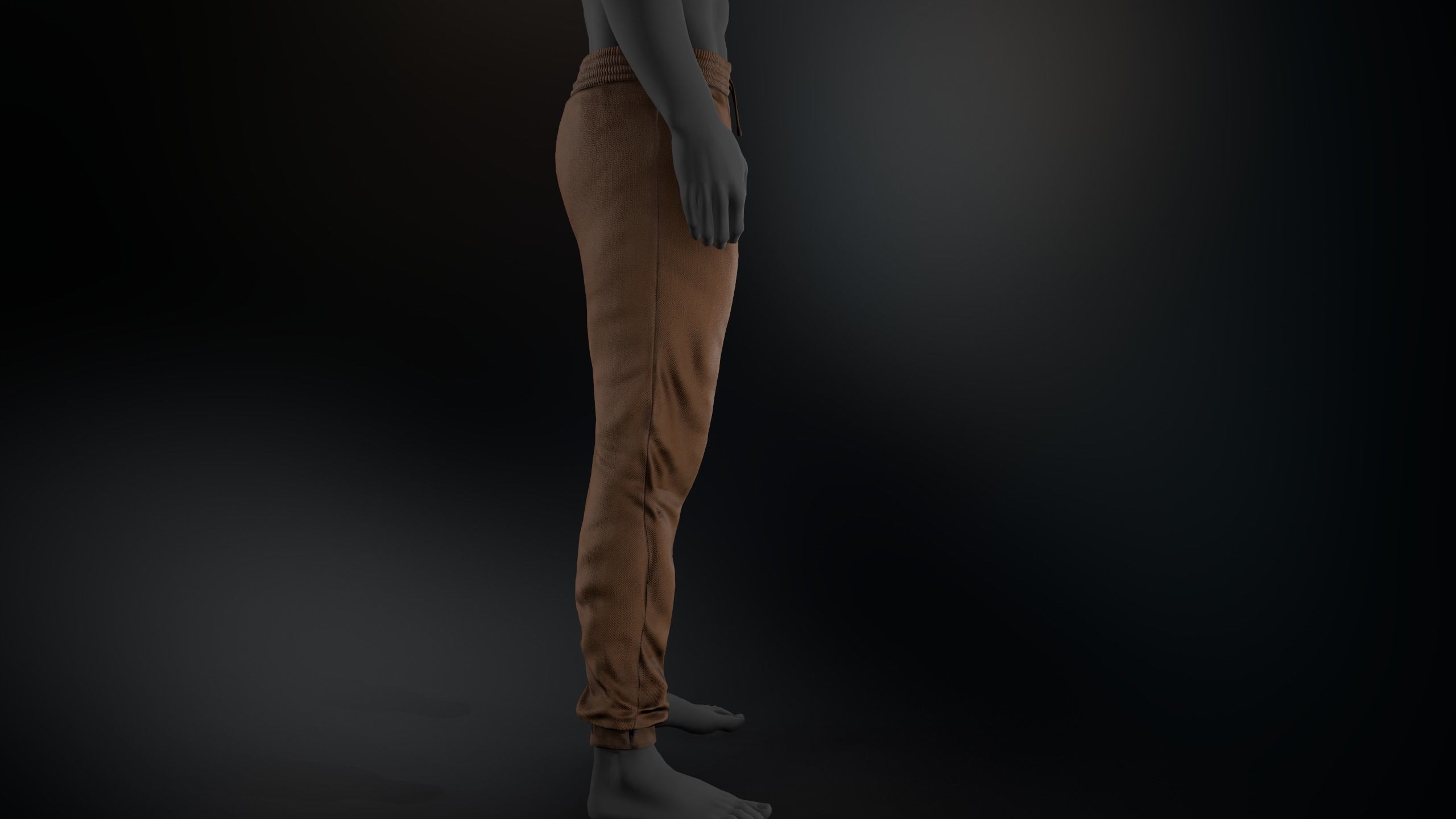 Brown Stonewashed Jogger Pants Low-poly 3D model_2