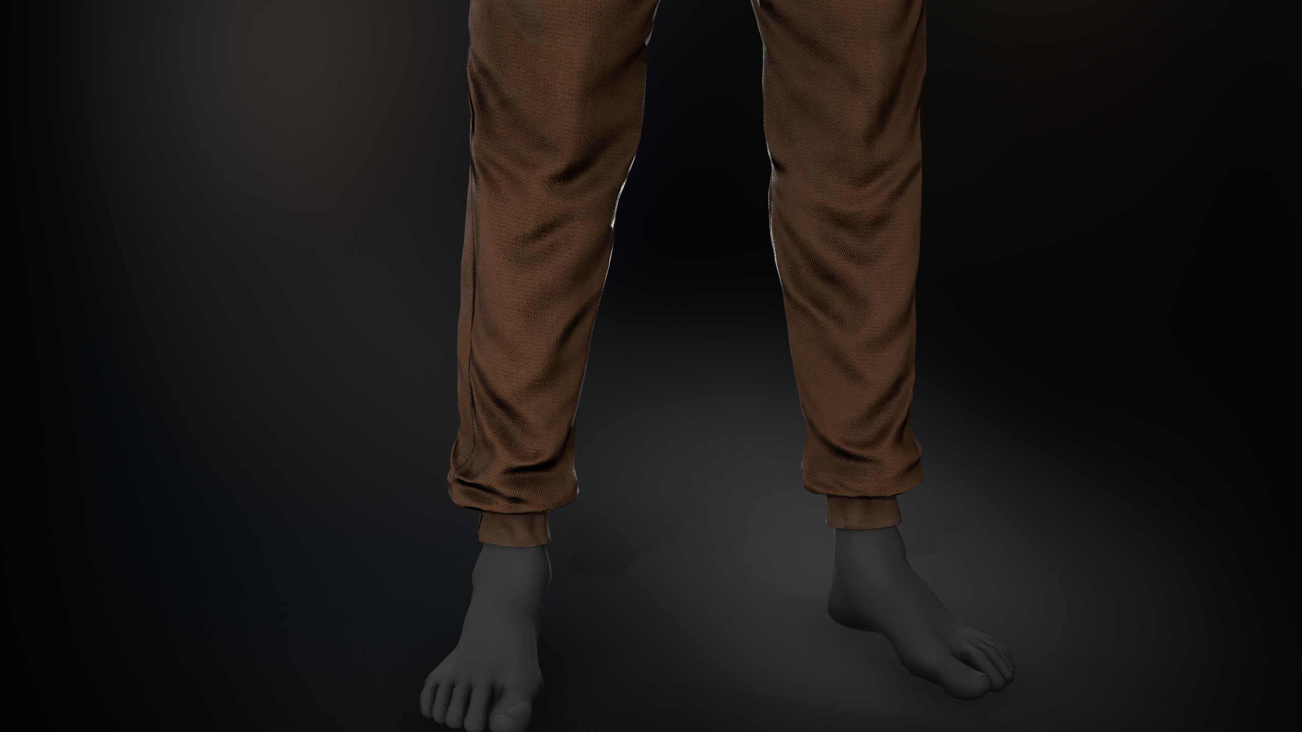 Brown Stonewashed Jogger Pants Low-poly 3D model_10