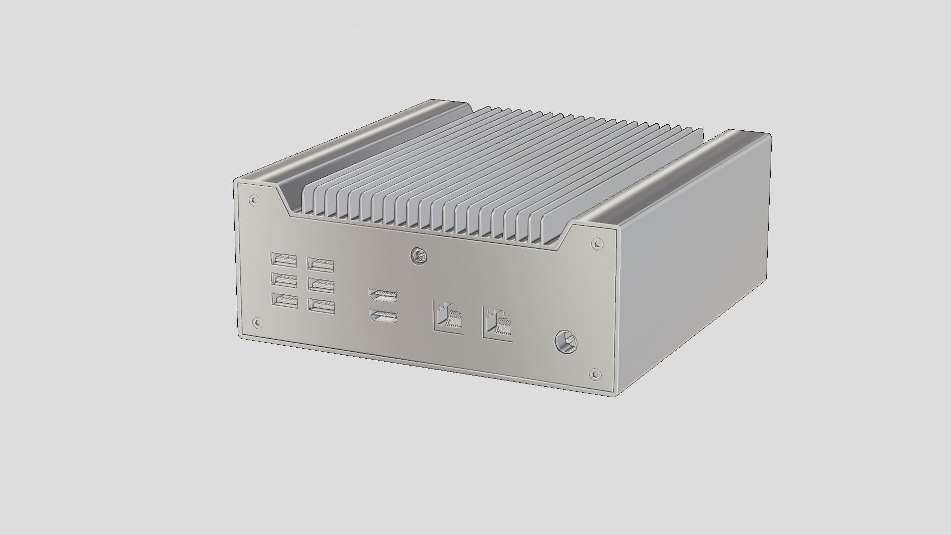 Passively cooled industrial computer with USB 3 3D model_4