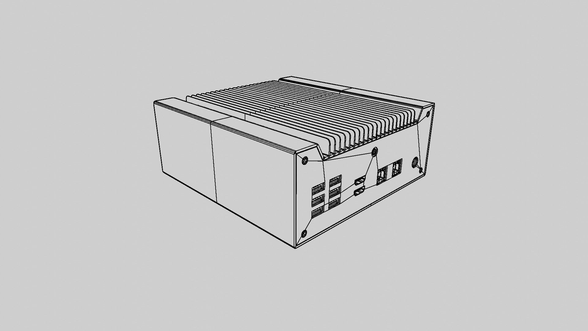 Passively cooled industrial computer with USB 3 3D model_6
