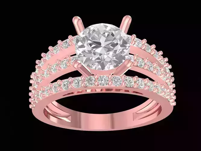 Elegant Split Shank Solitaire Diamond Ring for Women 2600 3D print model