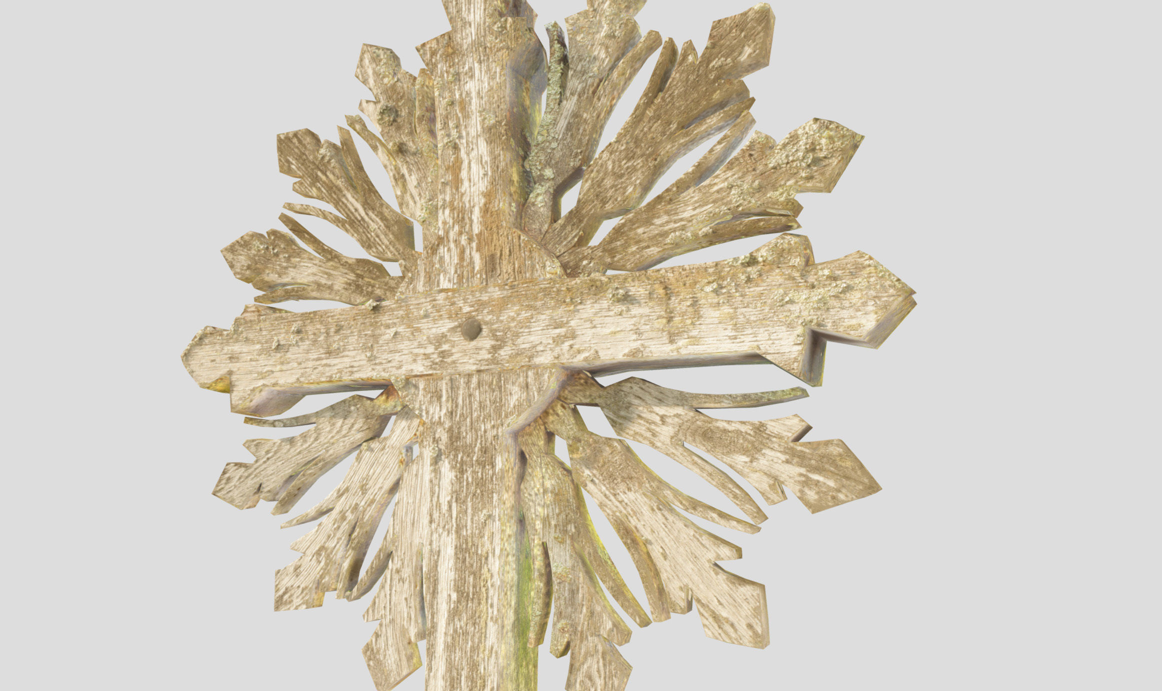 Mossy Wooden cross Low-poly 3D model_45