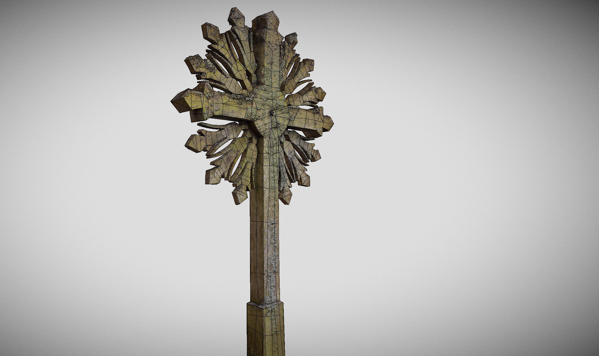 Mossy Wooden cross Low-poly 3D model_18