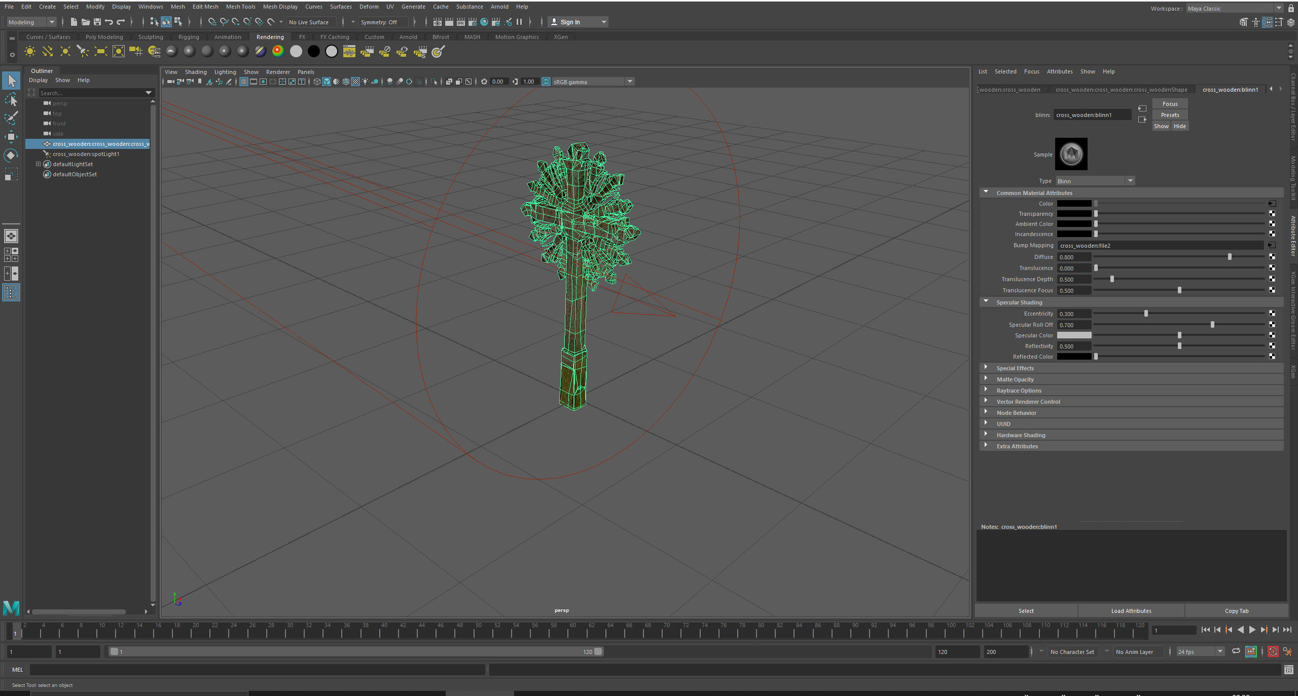 Mossy Wooden cross Low-poly 3D model_55