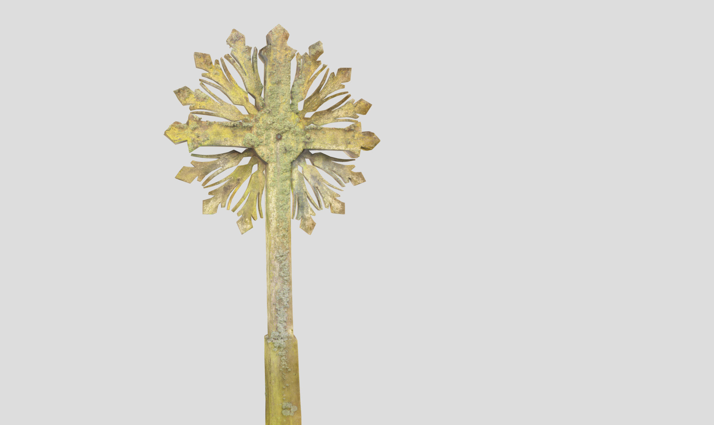 Mossy Wooden cross Low-poly 3D model_48