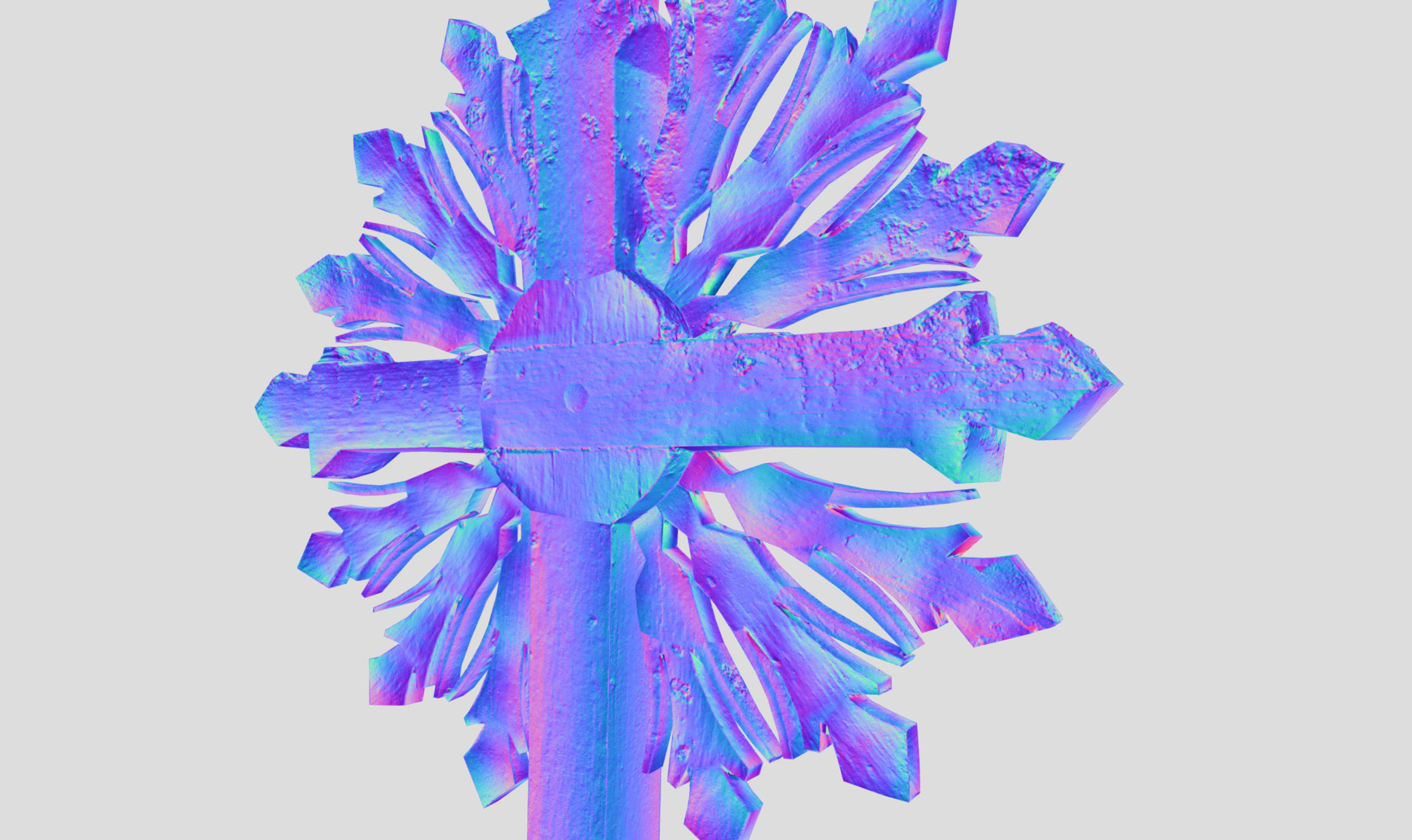 Mossy Wooden cross Low-poly 3D model_44