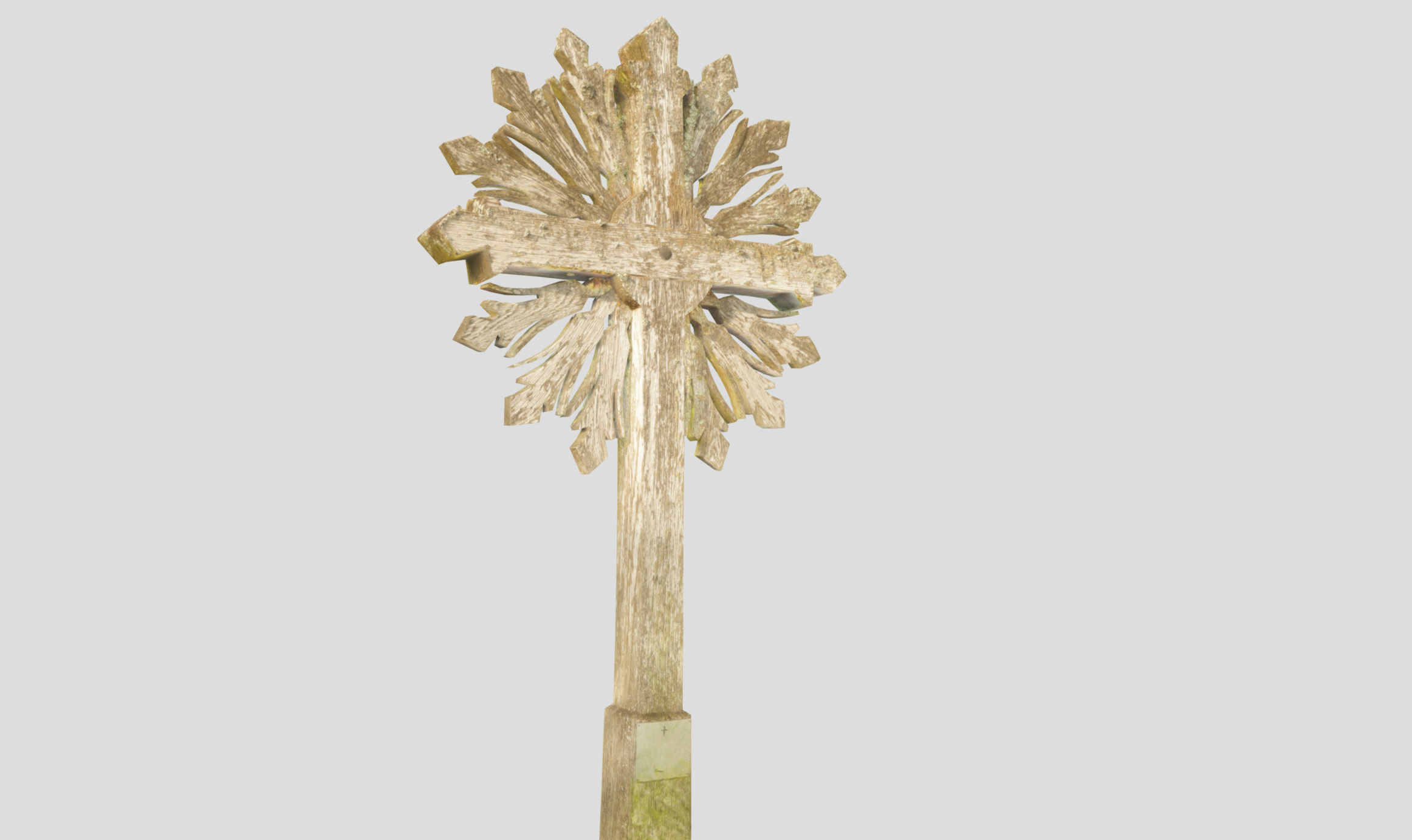 Mossy Wooden cross Low-poly 3D model_47