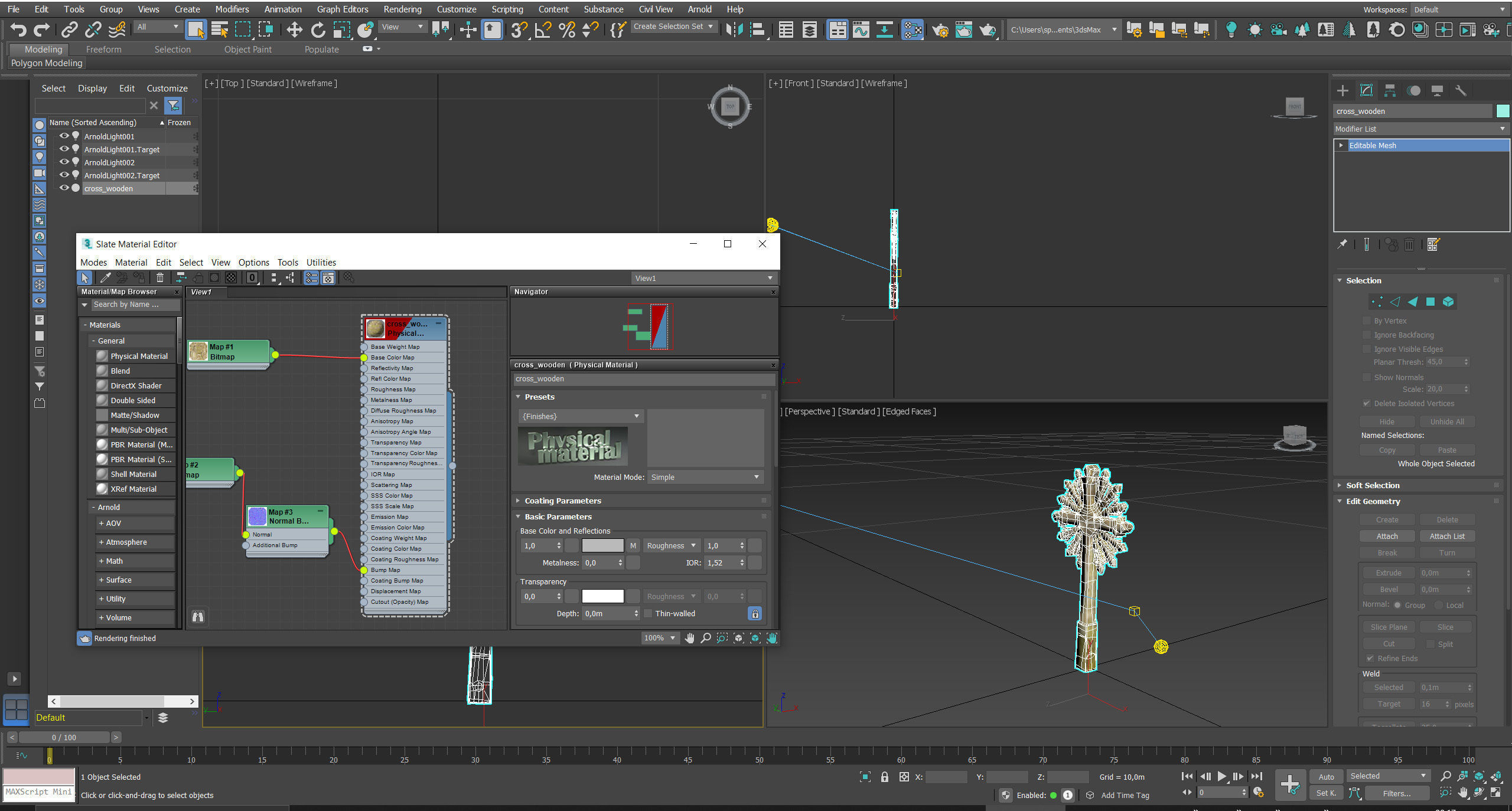 Mossy Wooden cross Low-poly 3D model_54