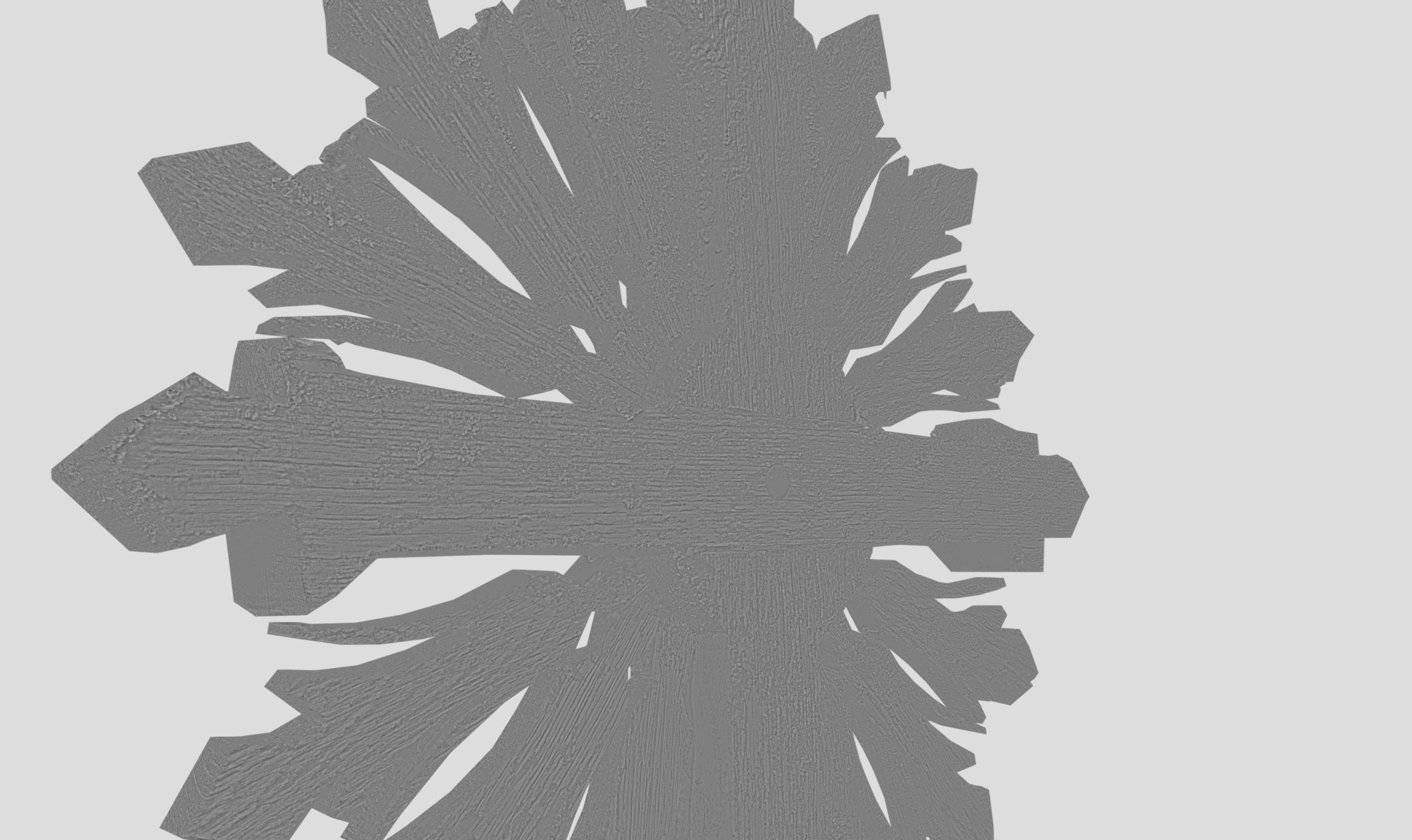 Mossy Wooden cross Low-poly 3D model_38