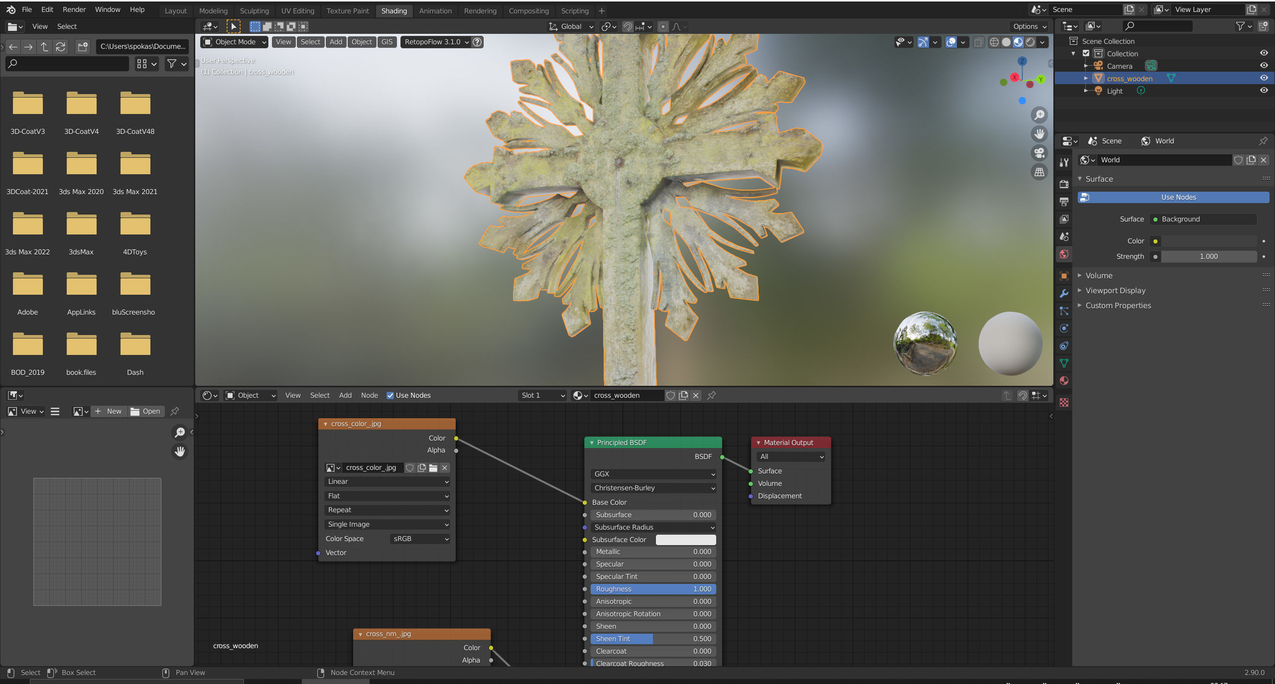 Mossy Wooden cross Low-poly 3D model_53