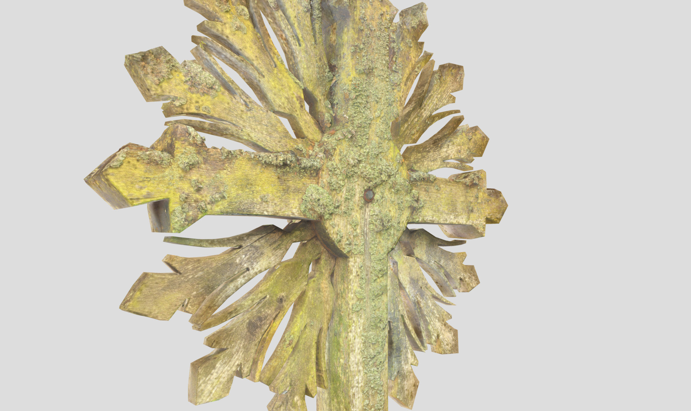 Mossy Wooden cross Low-poly 3D model_46