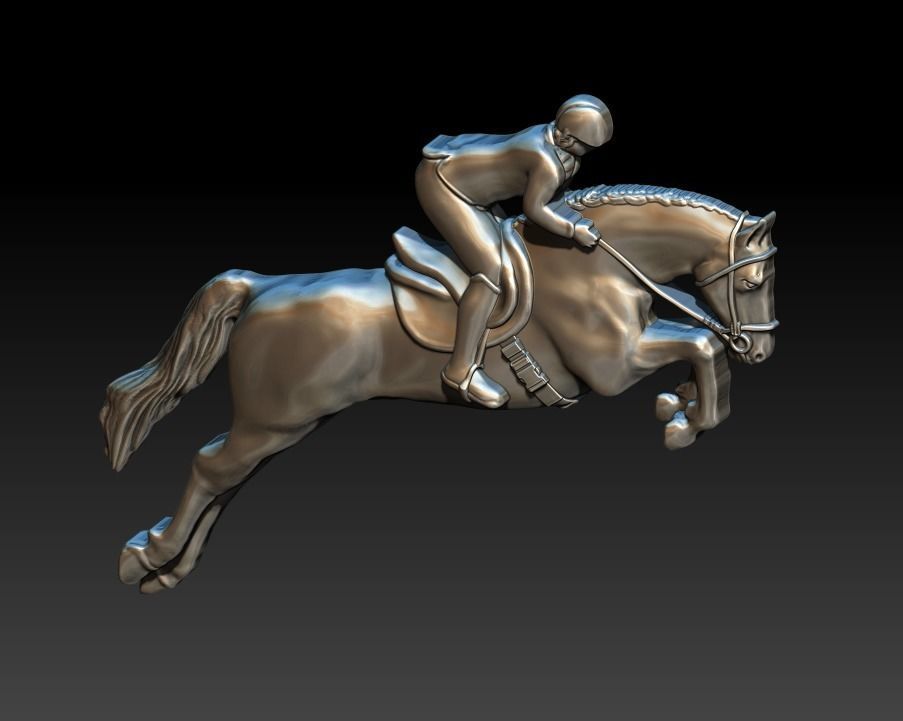 Horse equestrian rider jumping on 3D print model_8