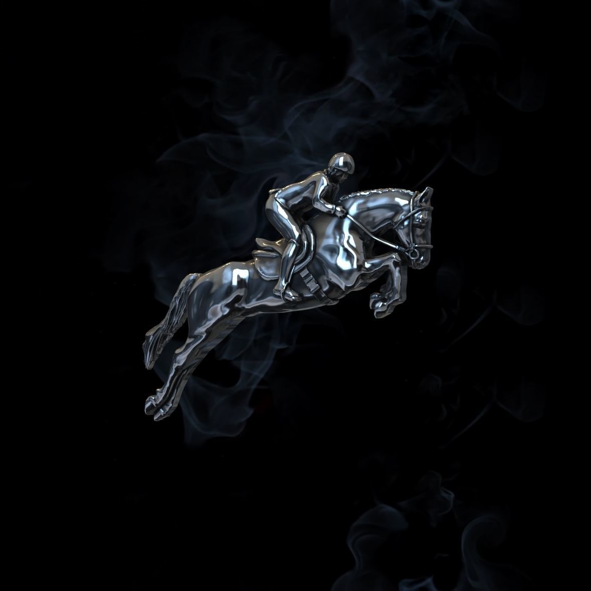 Horse equestrian rider jumping on 3D print model_3