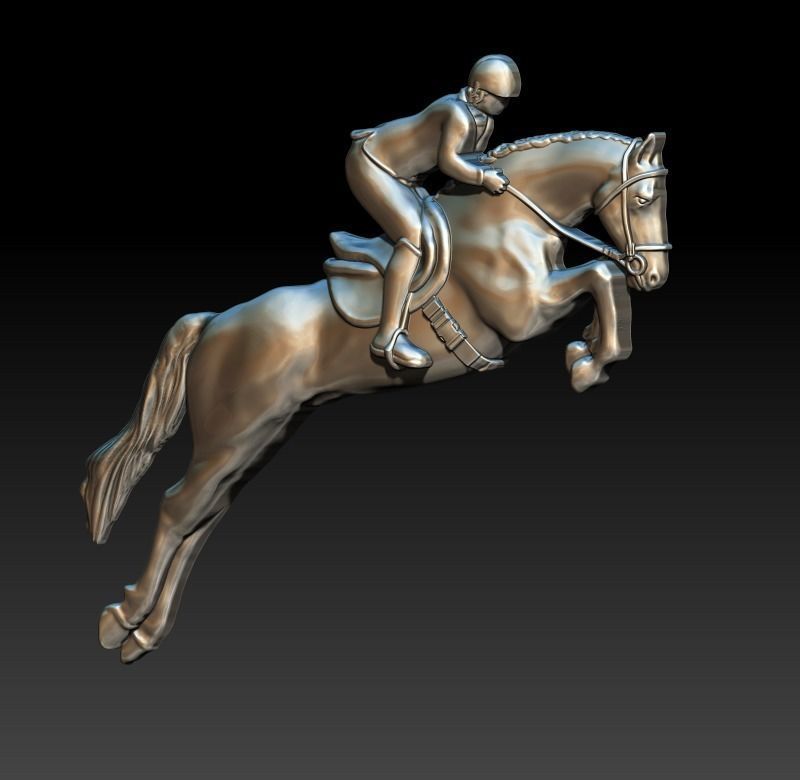 Horse equestrian rider jumping on 3D print model_6