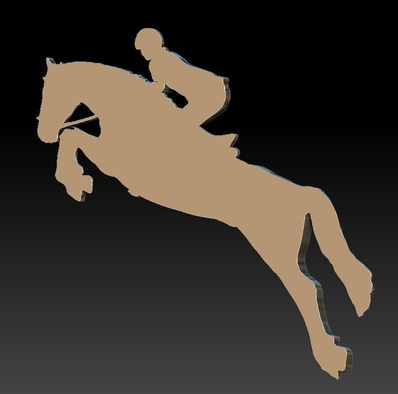 Horse equestrian rider jumping on 3D print model_11