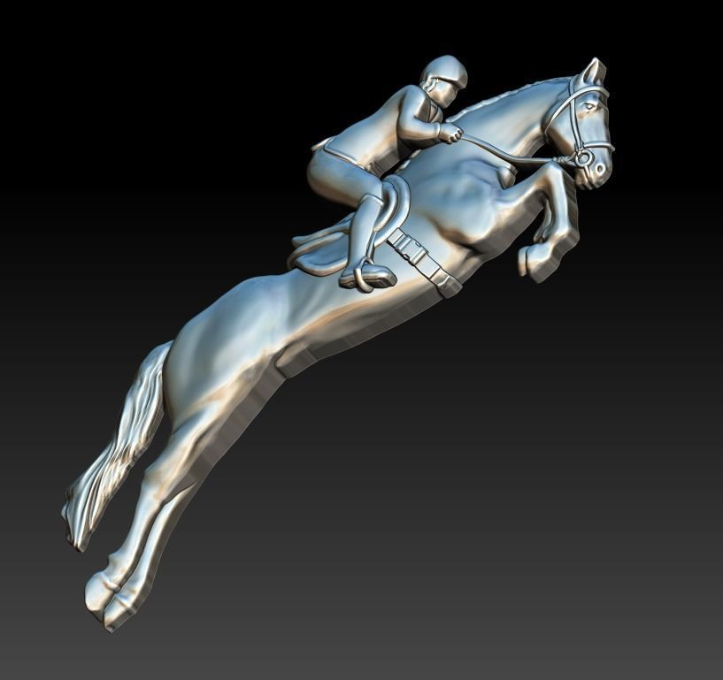 Horse equestrian rider jumping on 3D print model_7