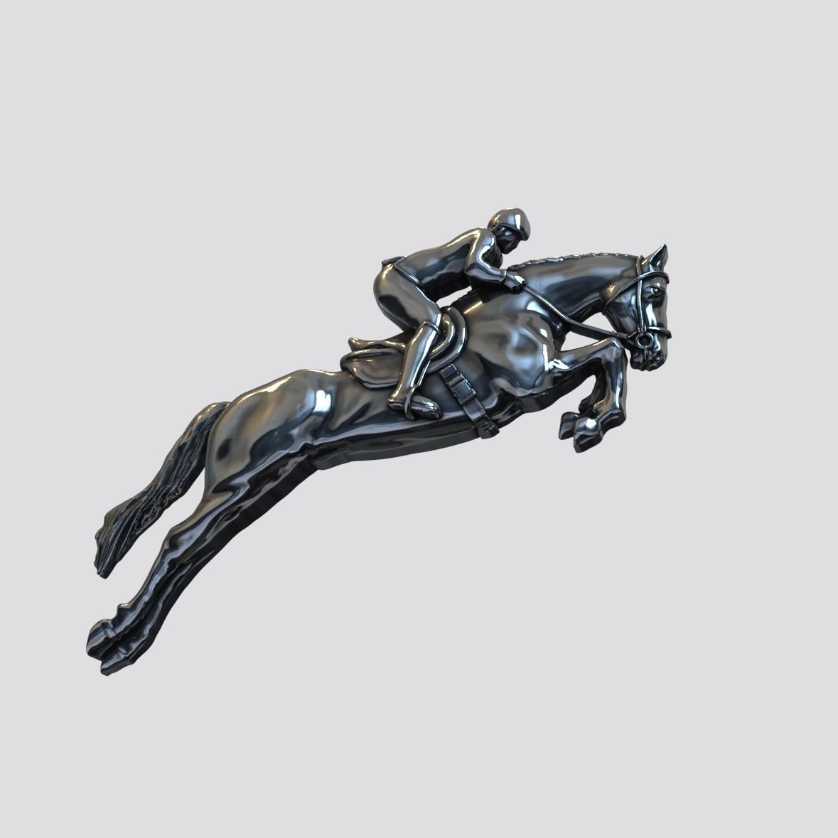 Horse equestrian rider jumping on 3D print model_1