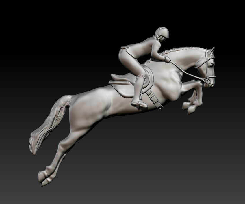 Horse equestrian rider jumping on 3D print model_10