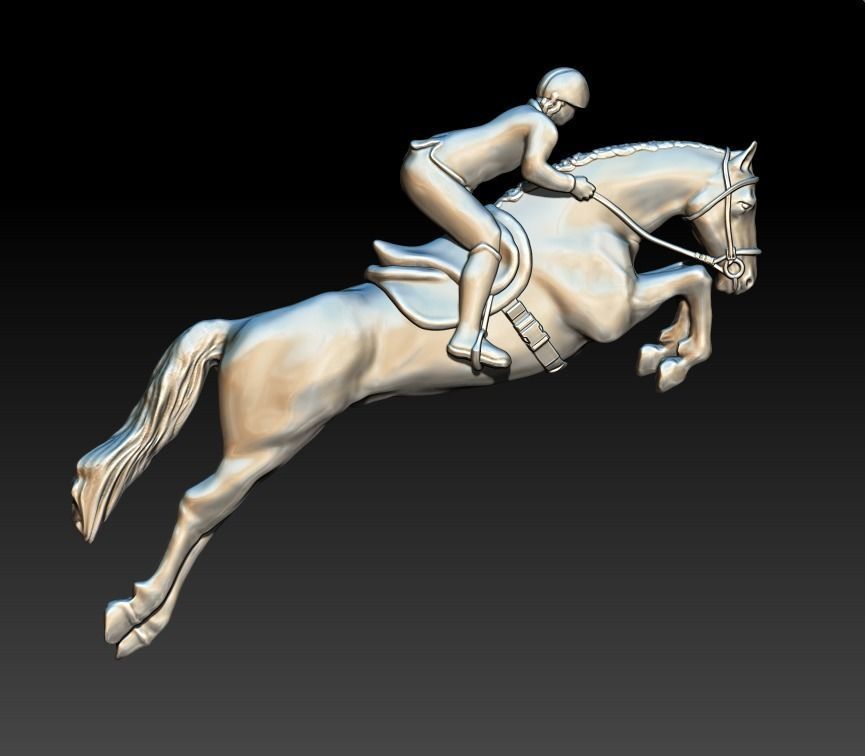 Horse equestrian rider jumping on 3D print model_4