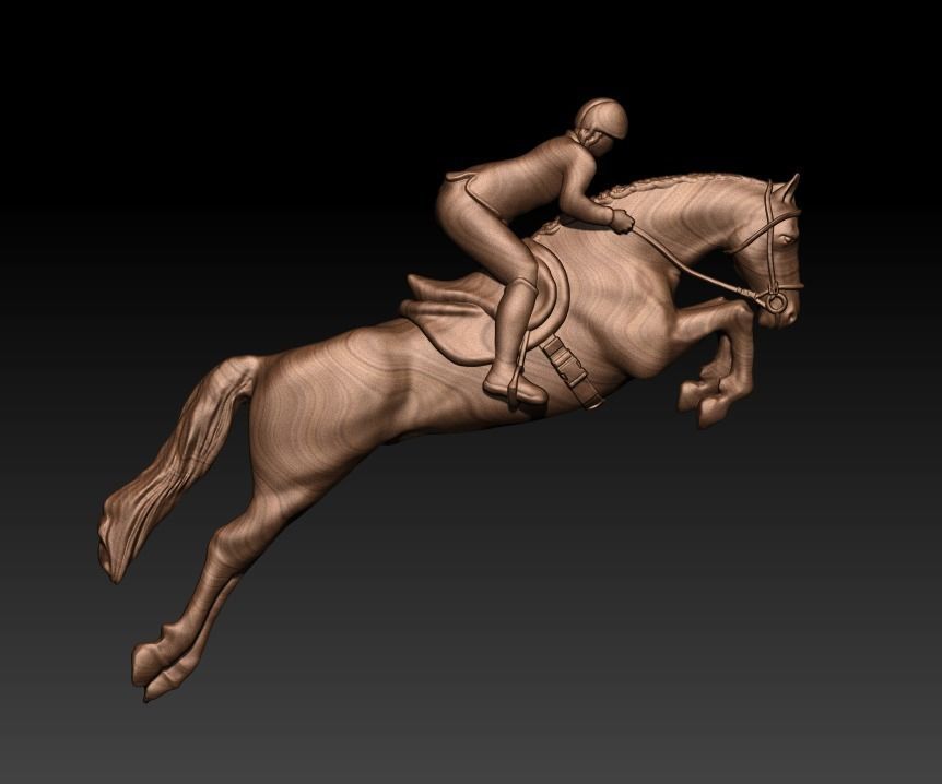 Horse equestrian rider jumping on 3D print model_9