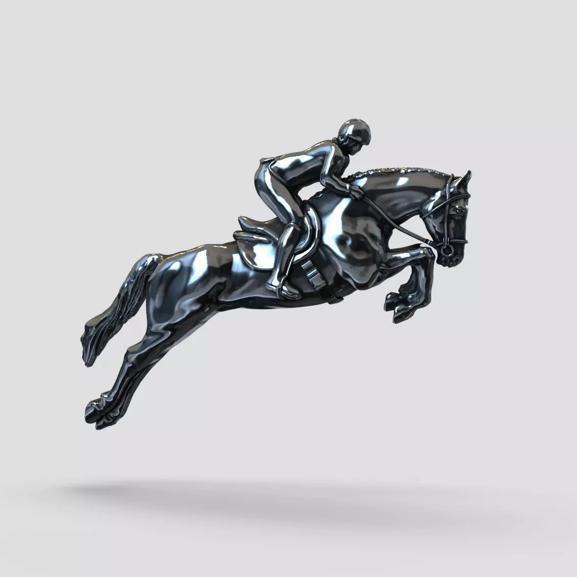 Horse equestrian rider jumping on 3D print model_0