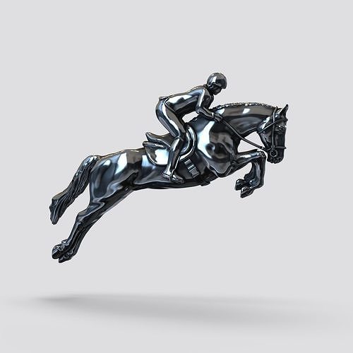 Horse equestrian rider jumping on 3D print model