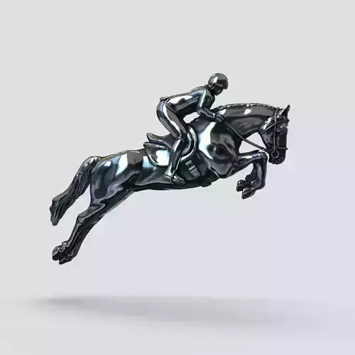 Horse equestrian rider jumping on 3D print model