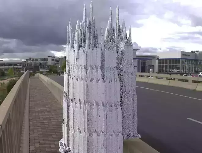 Fantasy architecture Gondor inspired tall curved tower