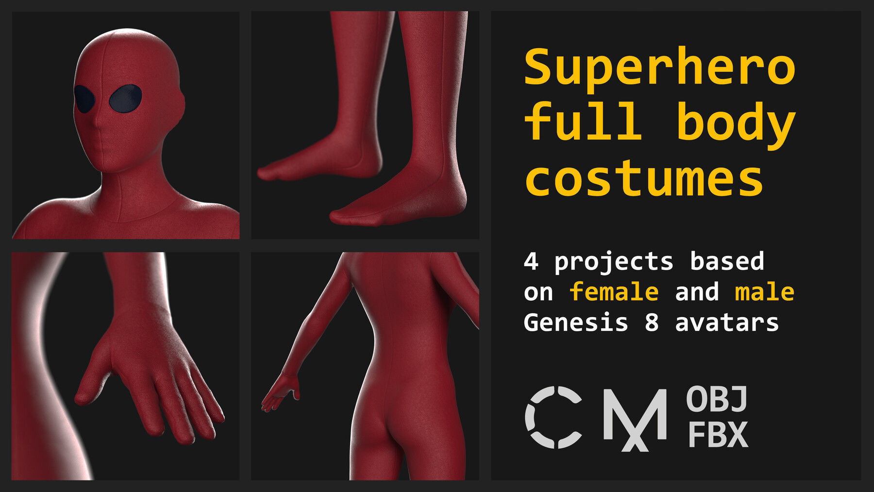 SUPERHERO SUITS genesis 8 male female highpoly 3D model_1