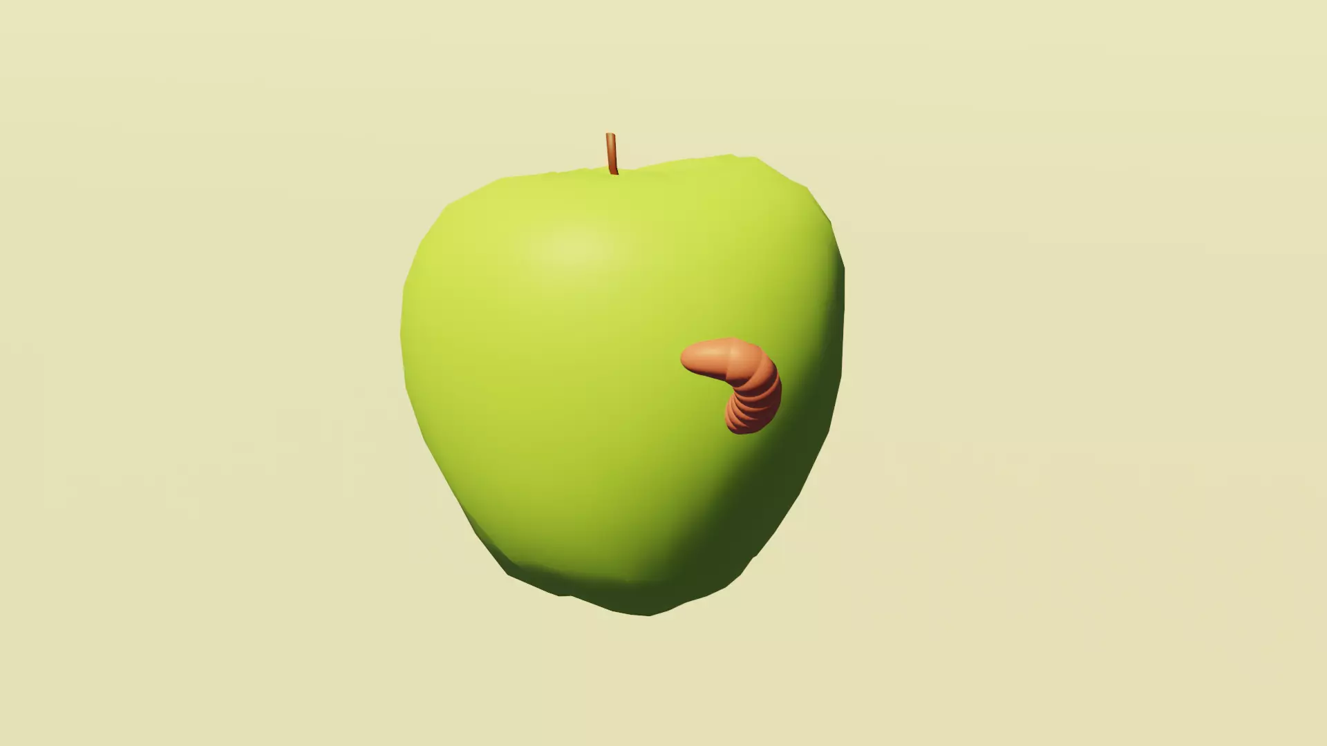 Apple with worm Free low-poly 3D model