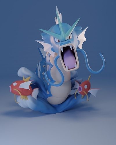 Pokemon - Gyarados and Magikarps figure 3D print model