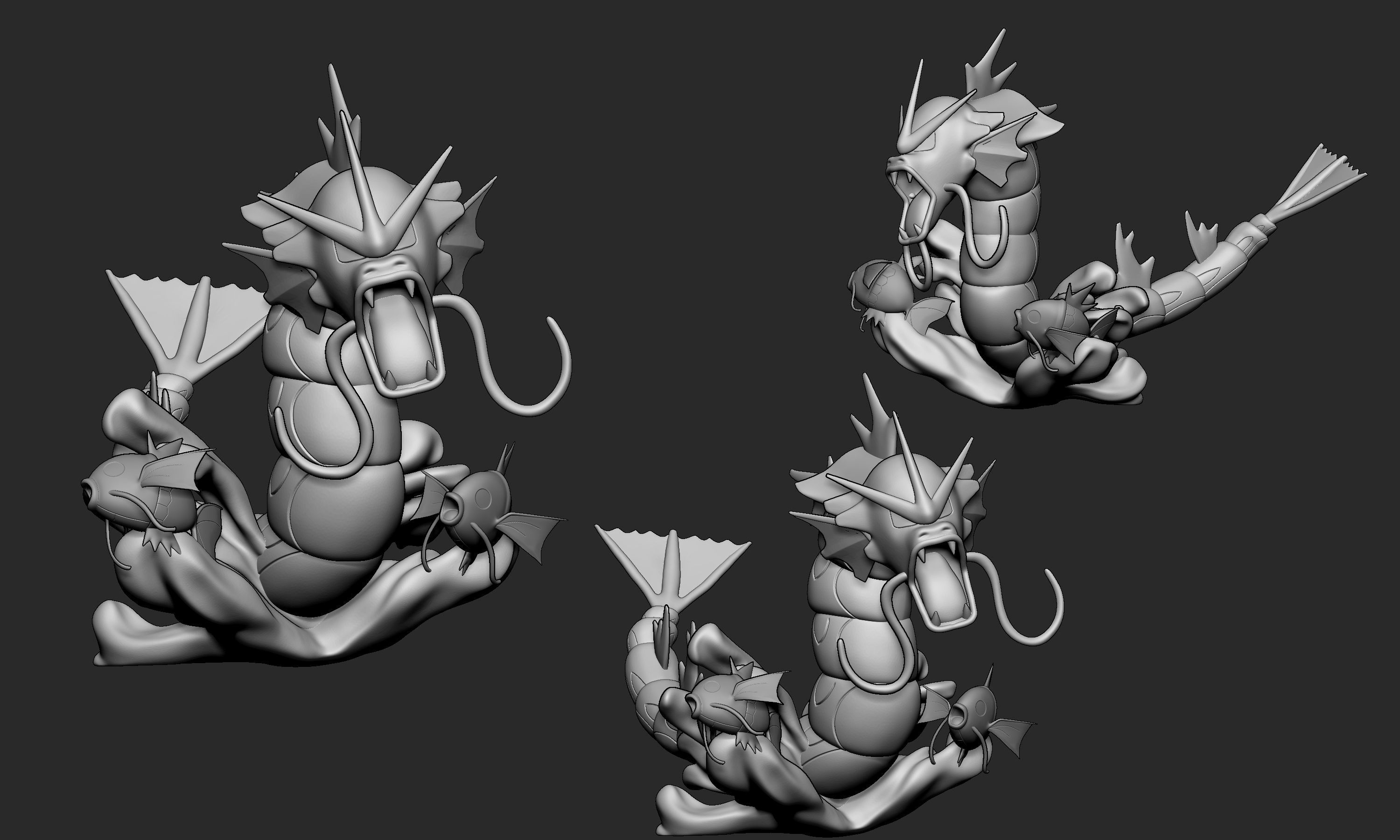 Pokemon - Gyarados and Magikarps figure 3D print model_2