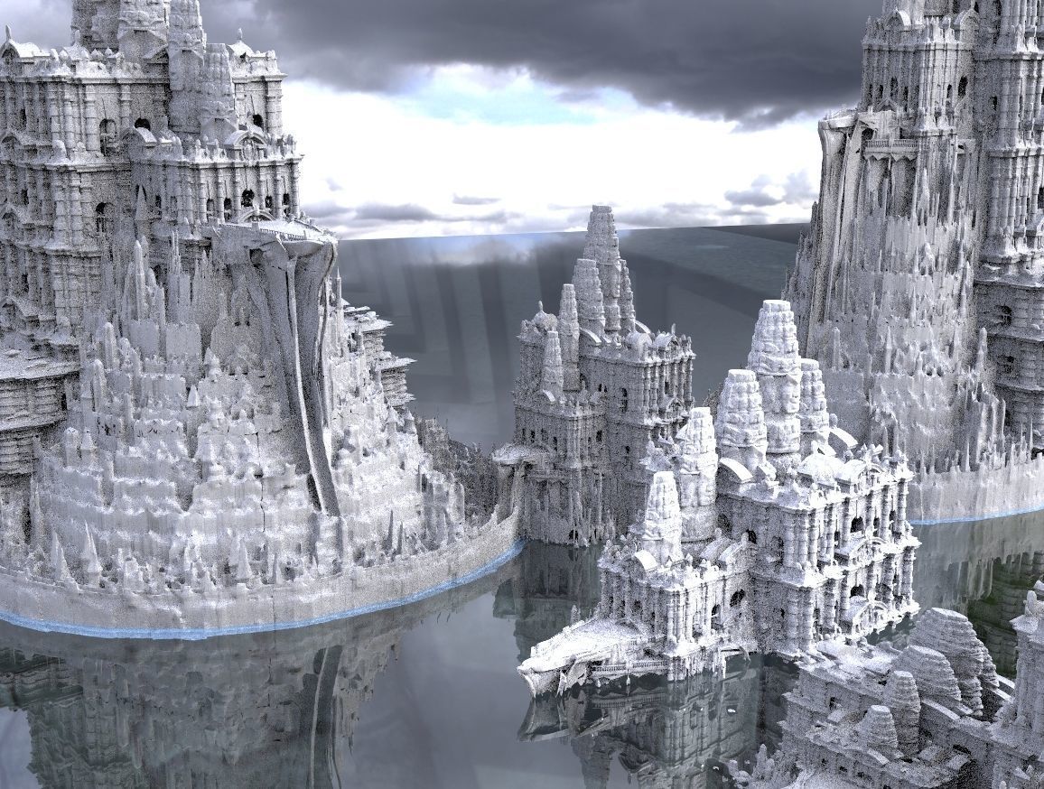 Ancient fantasy Mayan temple collection Kitbash 3D model_1